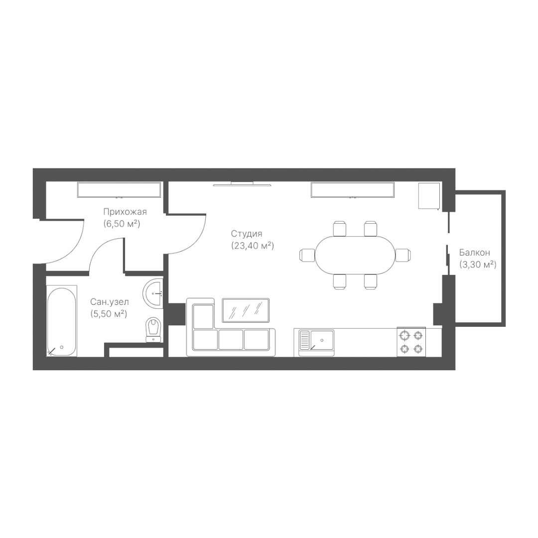 1-xona tekis, 37.78 m² ⋅ reja 2 | Loft Residence turar-joy majmuasi | Yangi binolar | Domtut