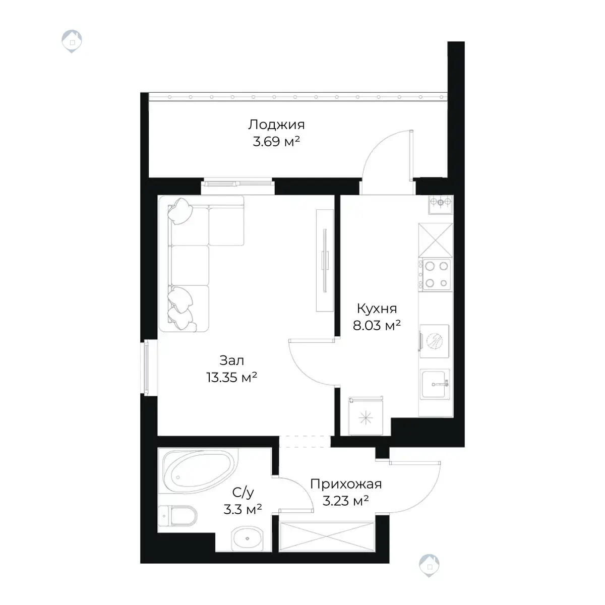 Sotuvda 1-xonali kvartira, 32 m² - rasm 1