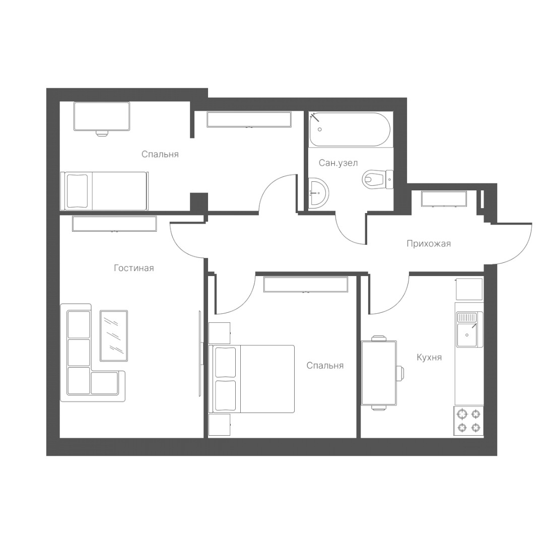 3-xona tekis, 77 m² ⋅ reja 4 | The Home Residence turar-joy majmuasi | Yangi binolar | Domtut
