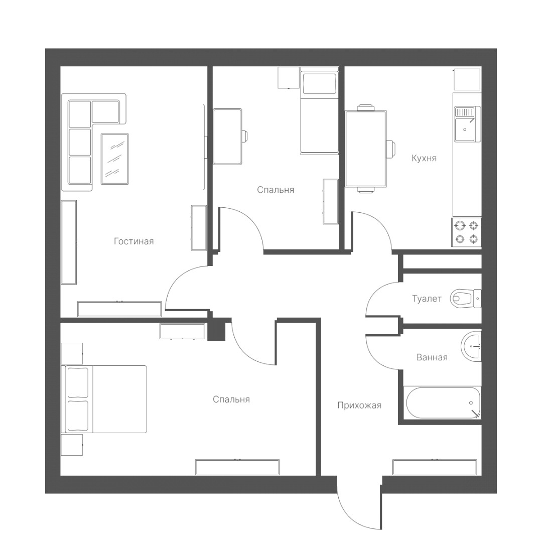 3-xona tekis, 80 m² ⋅ reja 5 | The Home Residence turar-joy majmuasi | Yangi binolar | Domtut