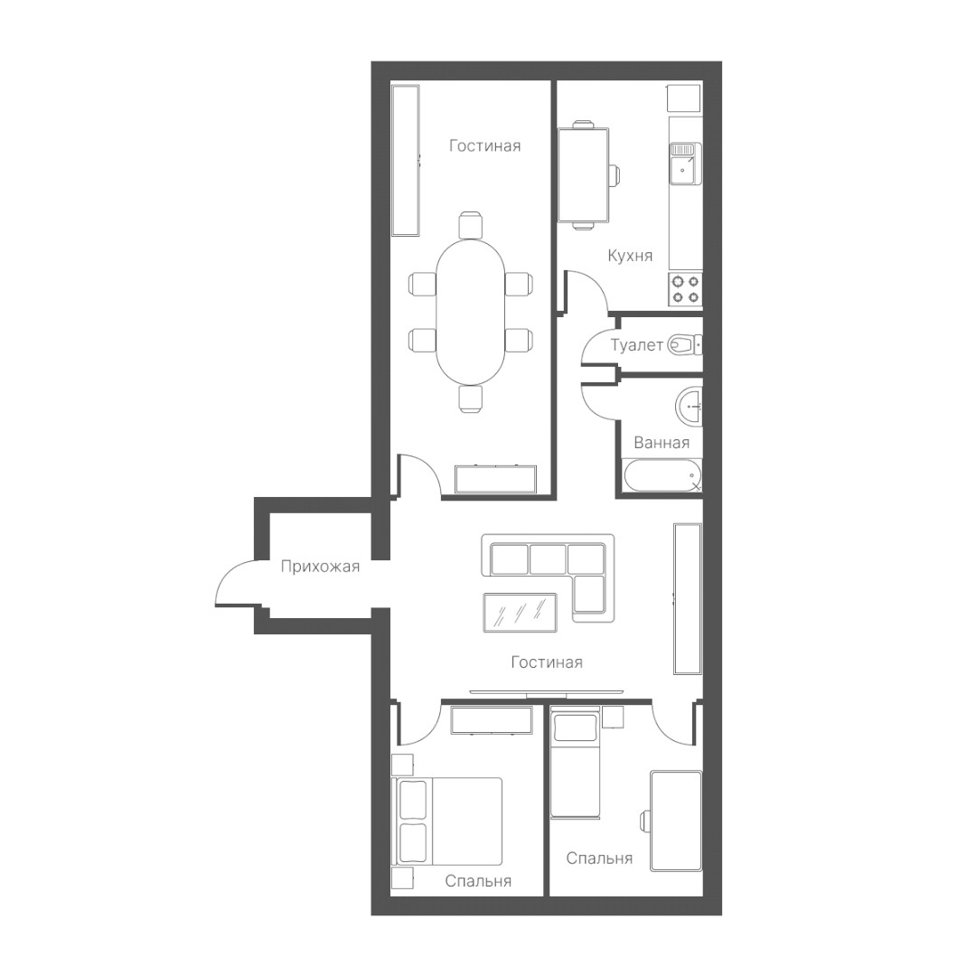 4-xona tekis, 121 m² ⋅ reja 7 | The Home Residence turar-joy majmuasi | Yangi binolar | Domtut