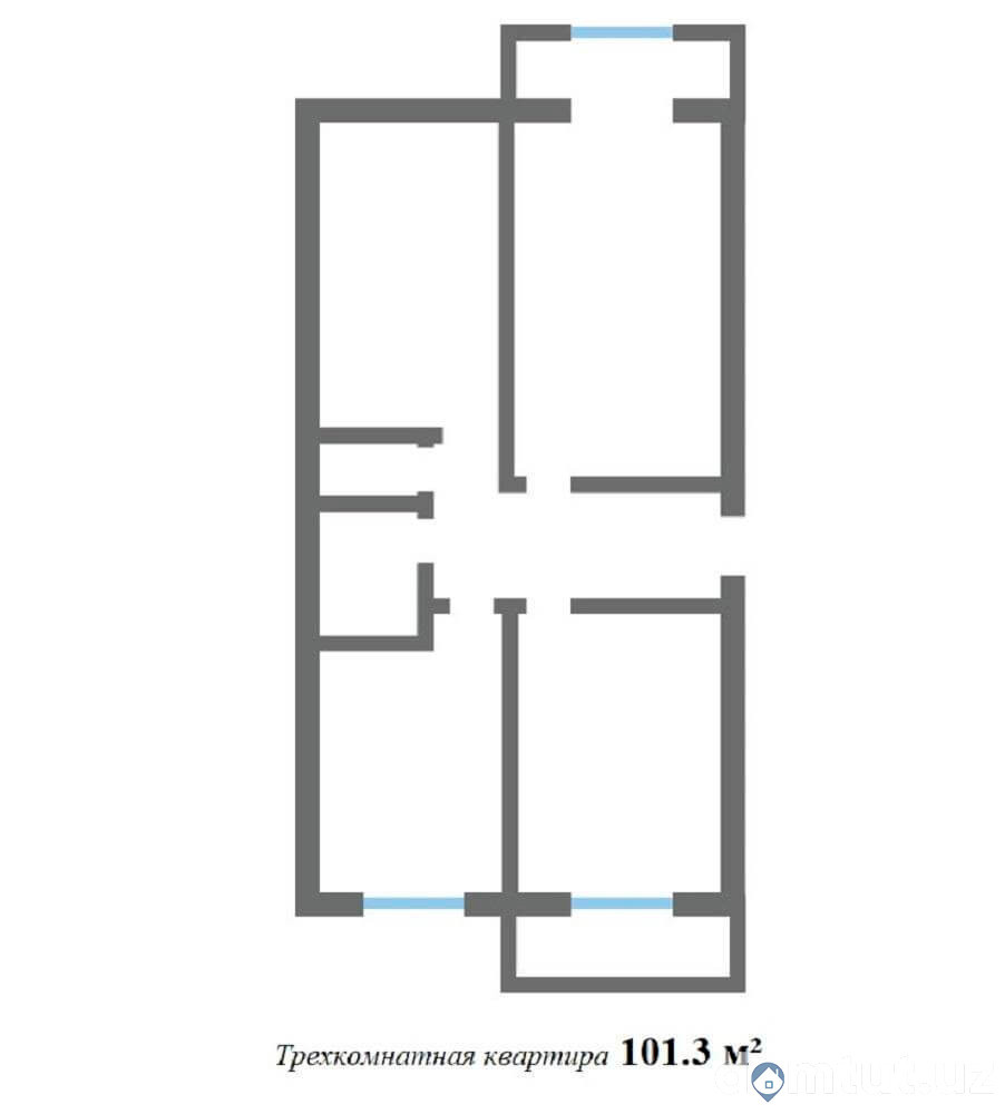 3-xona tekis, 101.3 m² ⋅ reja 4 | Тукимачи turar-joy majmuasi | Yangi binolar | Domtut
